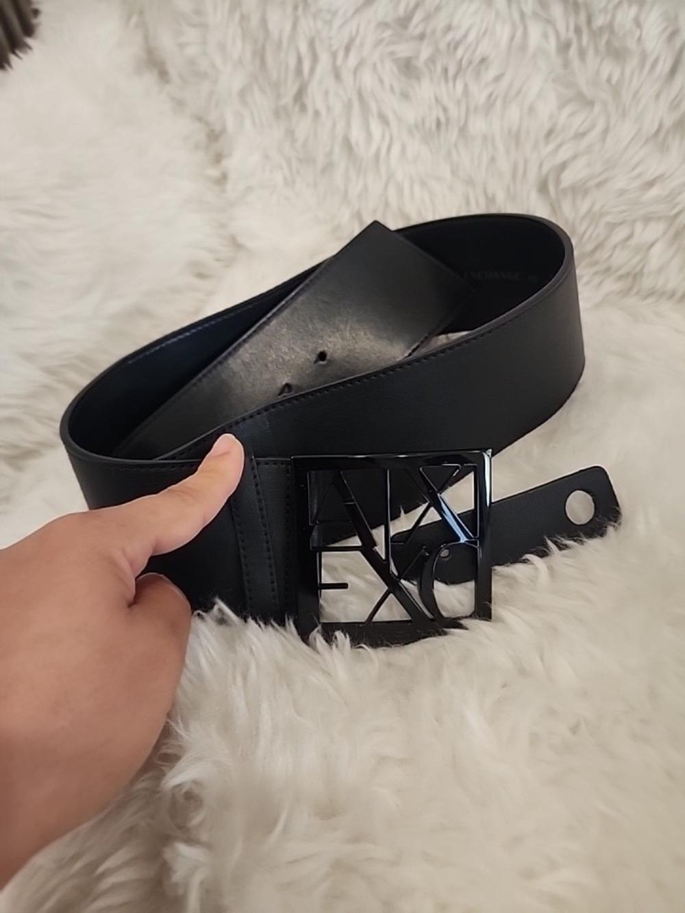 Men's Black Leather Belt with Statement Buckle